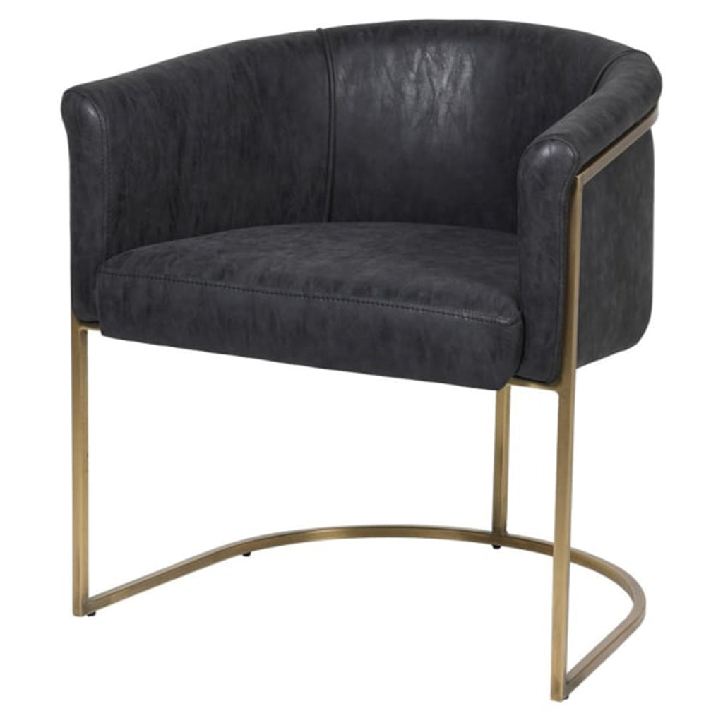 Black Faux Leather Curved Low Back Dining Chair - CLEARANCE